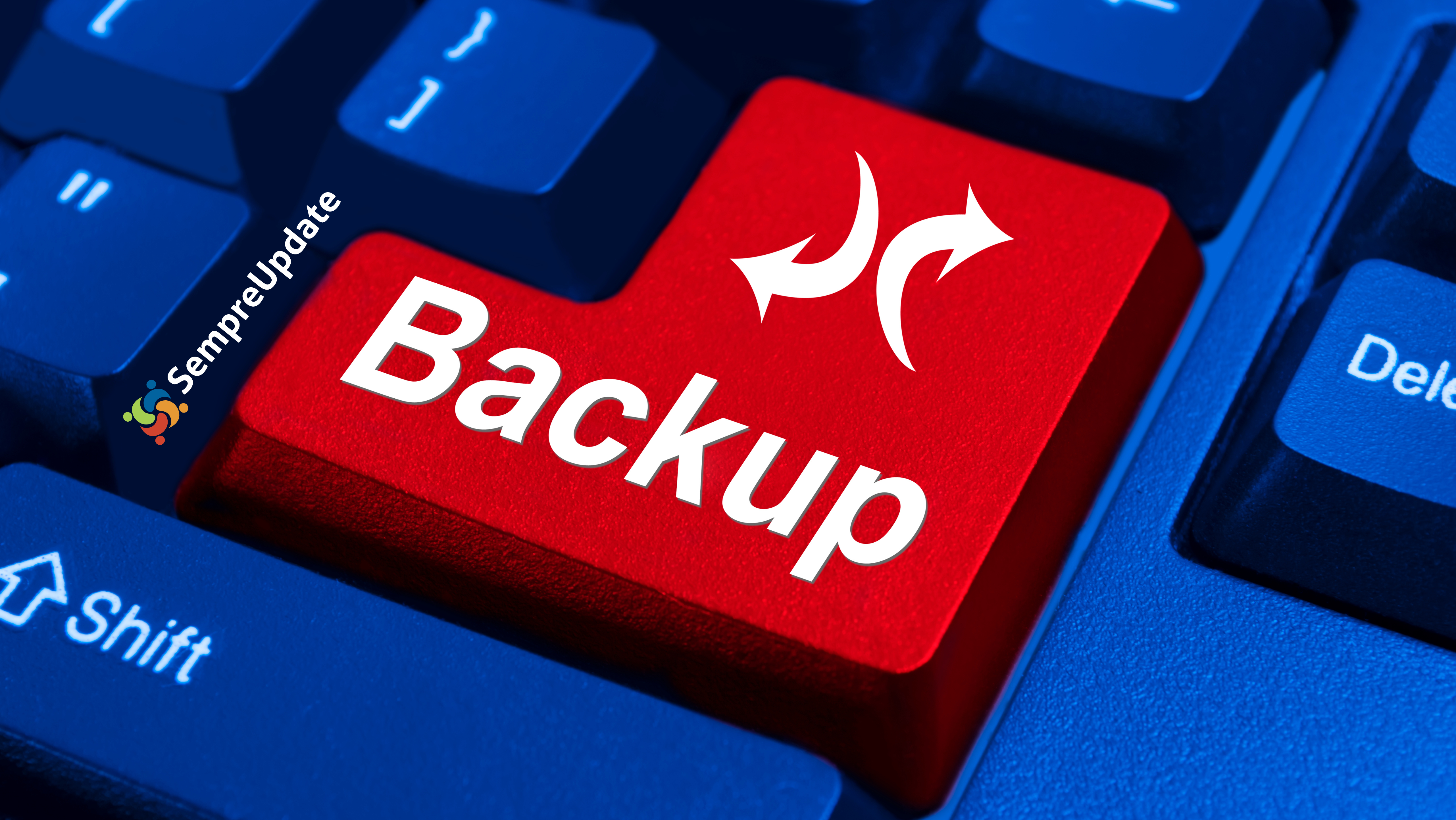 Imagem de destaque para o artigo 'Backup no Linux: ferramentas essenciais para proteger seus dados'. A imagem mostra uma tecla vermelha em um teclado com a palavra 'Backup', simbolizando a importância da proteção de dados no Linux.