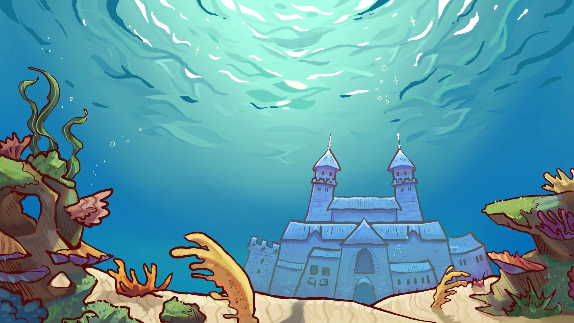 Desenvolvedores do KDE lançam correções para bugs do Plasma 6.2 e preparam melhorias para a versão 6.3 2 Wallpaper oficial do KDE Plasma 6.2, apresentando uma ilustração subaquática com um castelo ao fundo, cercado por corais e plantas marinhas em um cenário de fantasia.