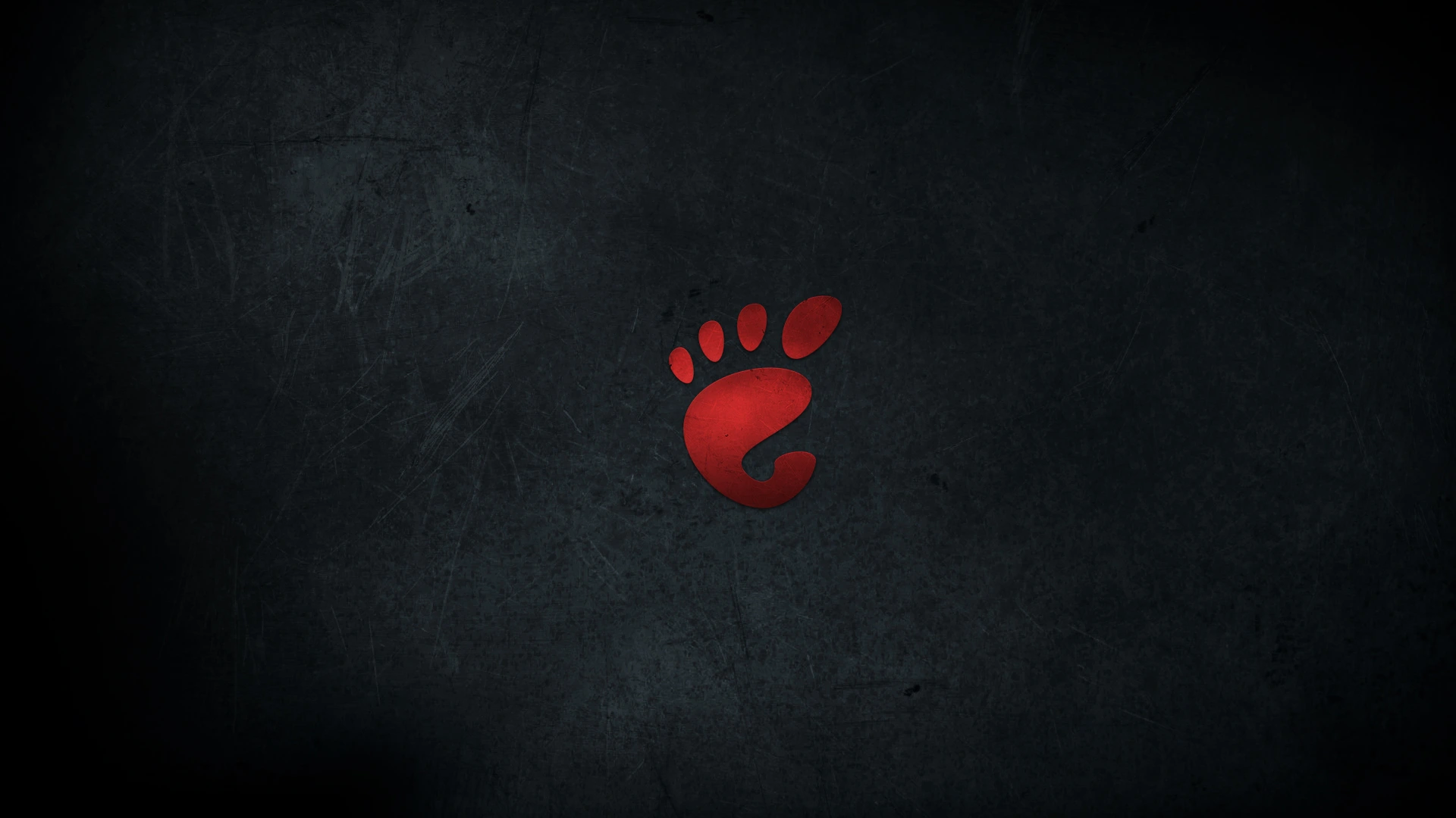 Logo do GNOME em fundo escuro e texturizado.