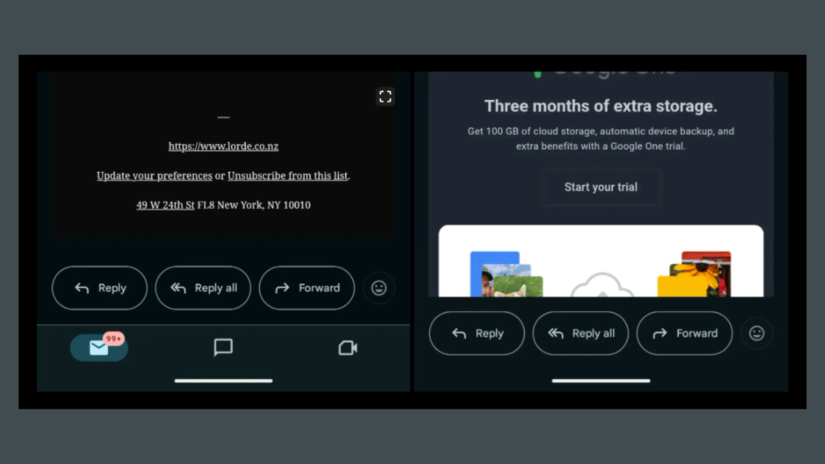 Barra fixa Gmail Android