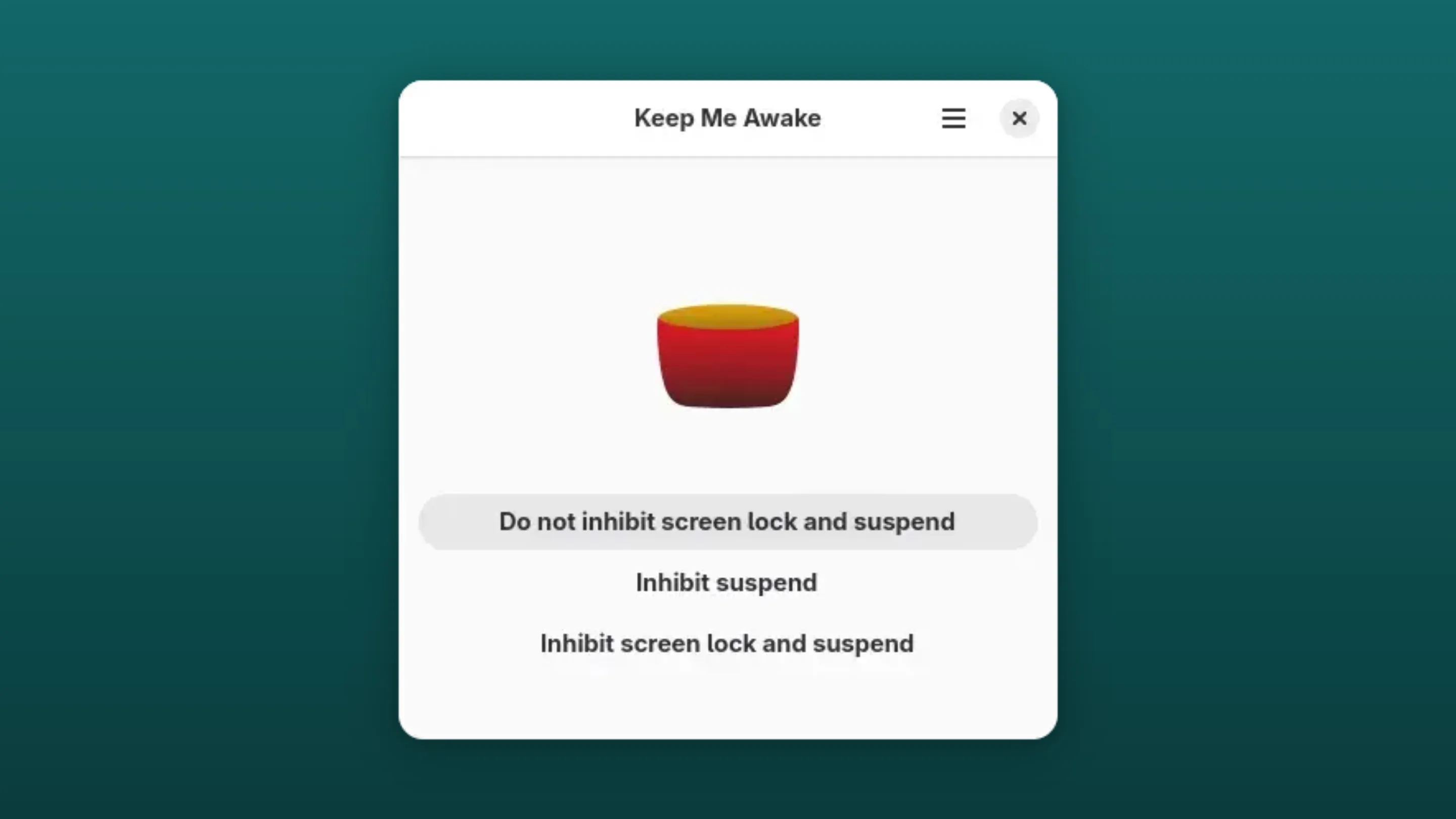 Imagem com a interface do Keep Me Awake