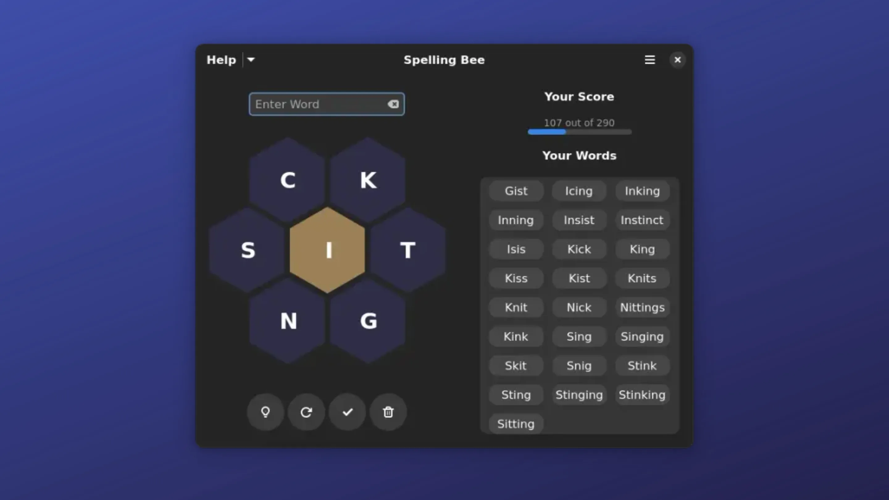 Imagem com a interface do Spelling Bee