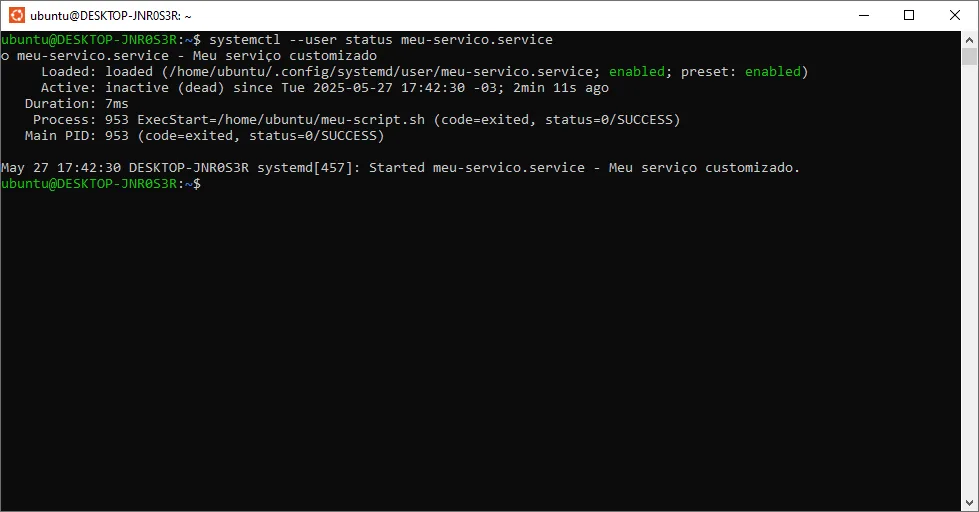 Desvendando os Inits do Linux: systemd, OpenRC, Runit e s6 – Como criar e gerenciar seus próprios serviços 2 systemctl status mostrando servico rodando