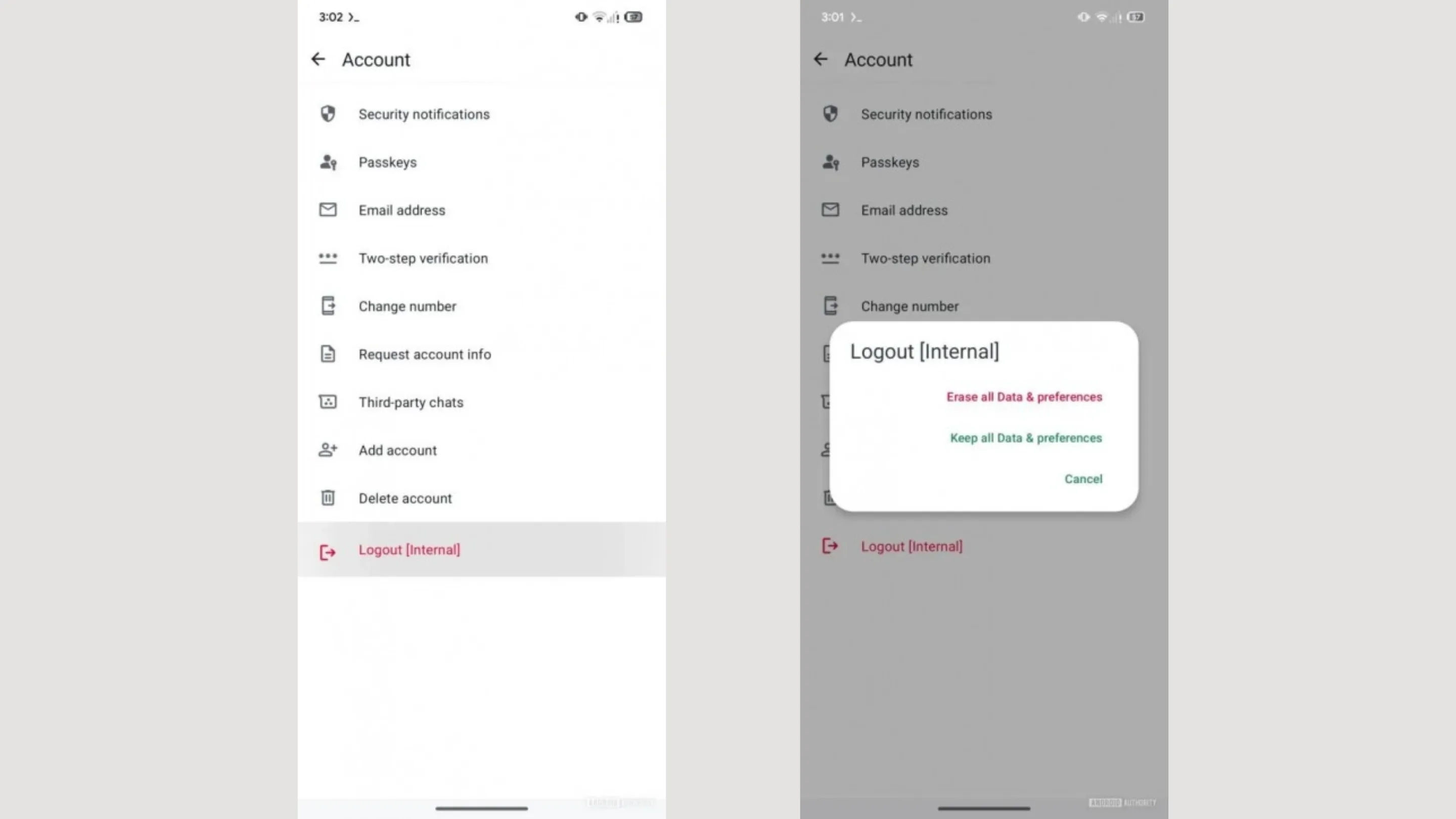 WhatsApp testa função simples para logout e gerenciamento de dados 2 Logout WhatsApp