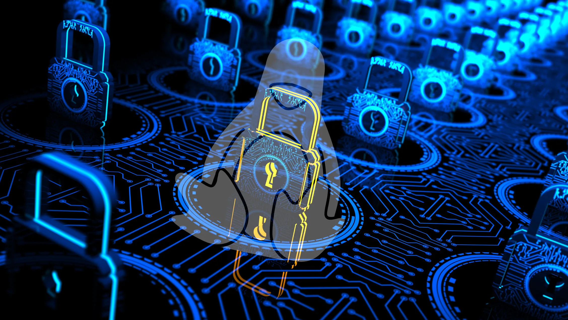 Configuração de firewall Linux com cadeados digitais e símbolo do Linux representando segurança cibernética com UFW e IPTables