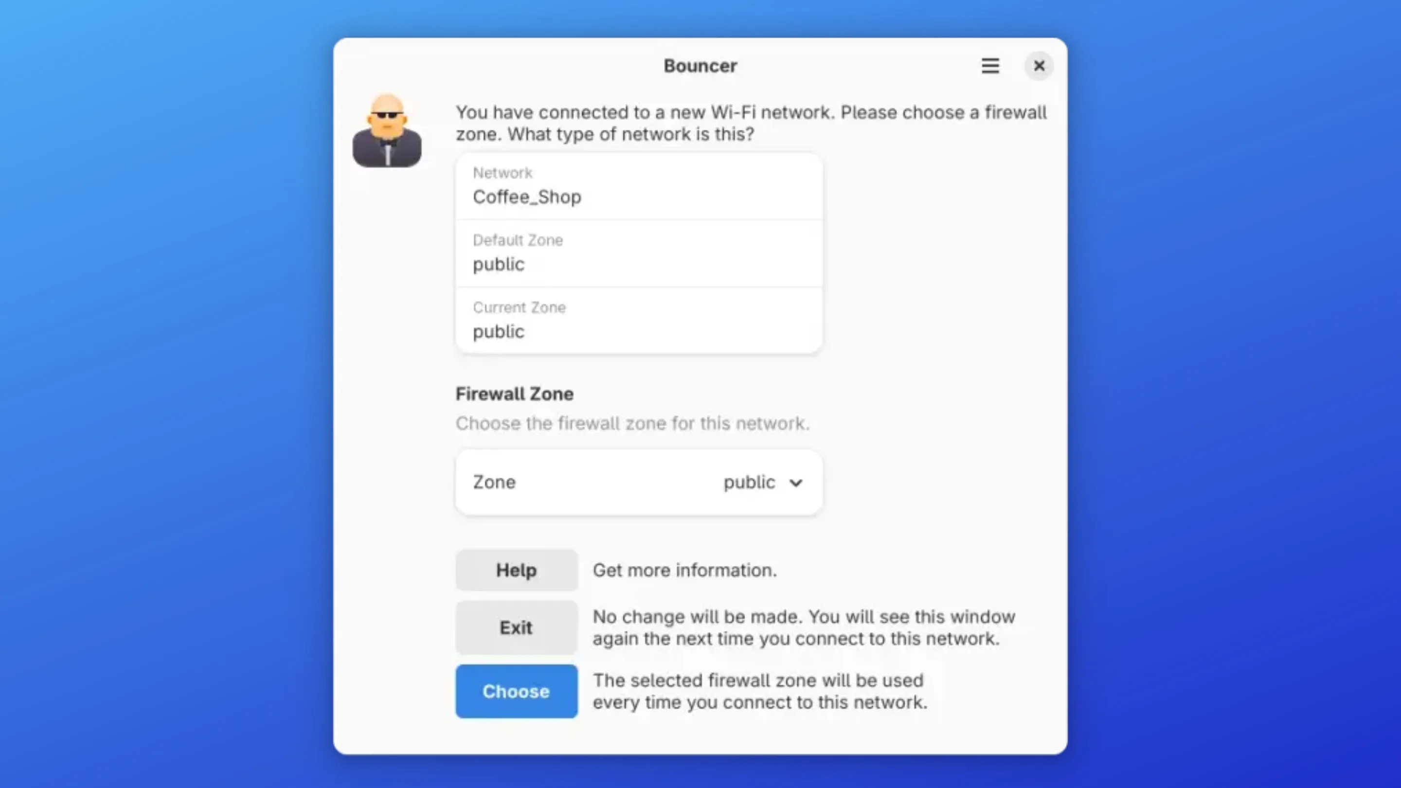 Instale o Bouncer, um seletor de zona de firewall, no Ubuntu, Fedora, Debian e outras distribuições Linux com Flatpak 2 Imagem com a interface do Bouncer