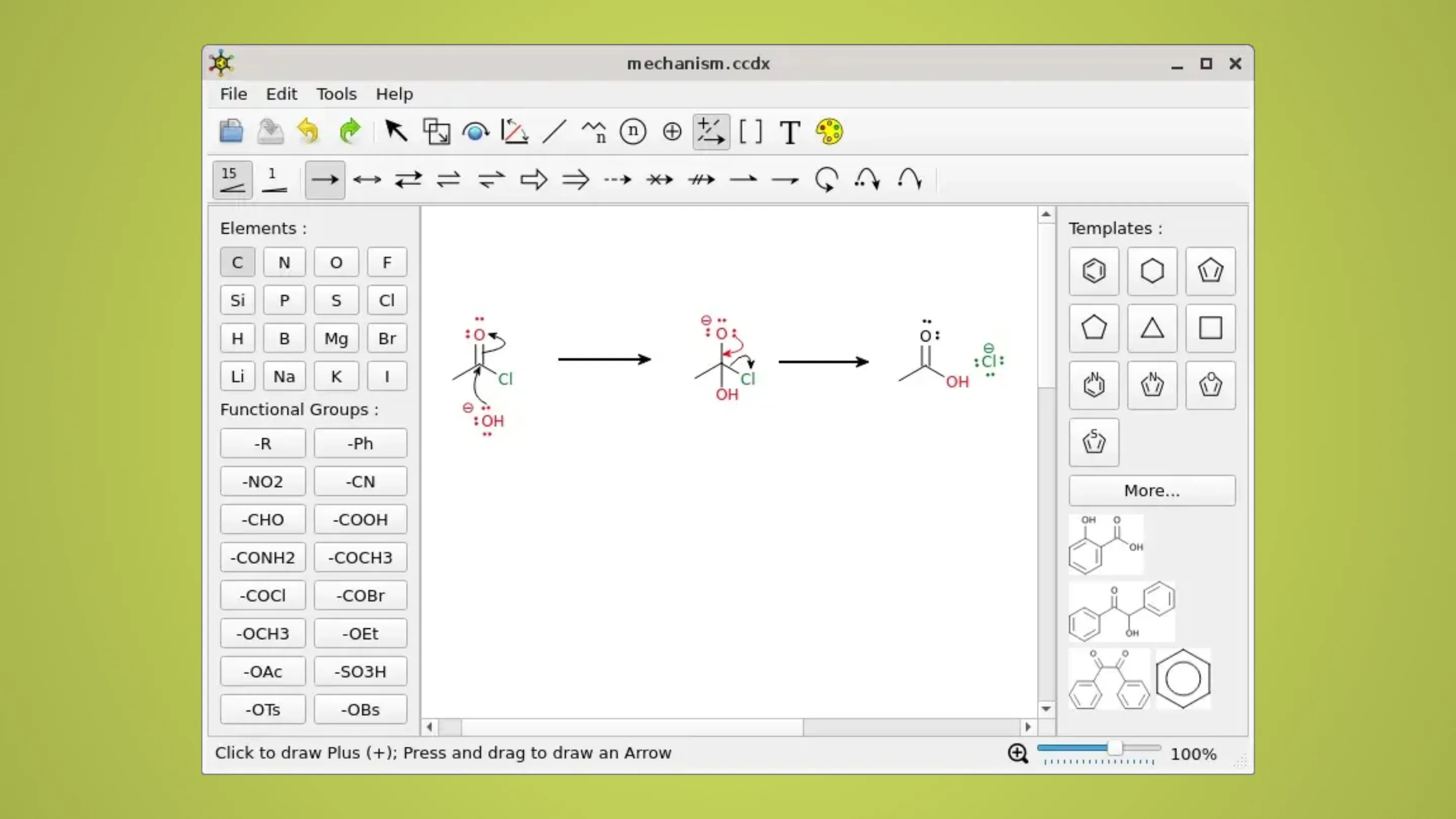 Instale o ChemCanvas, uma ferramenta de desenho, no Ubuntu, Fedora, Debian e outras distribuições Linux com Flatpak 2 Imagem com a interface do ChemCanvas