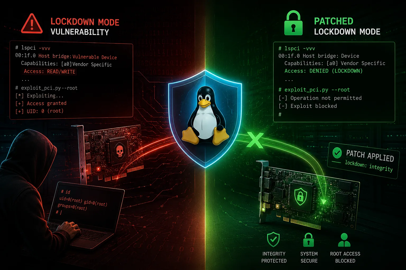 falha lockdown linux acesso root pci