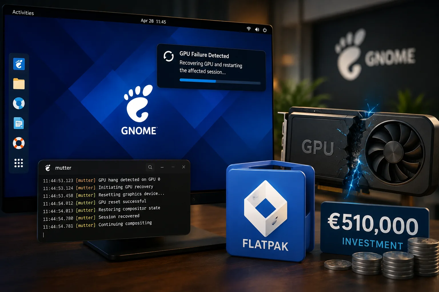 gnome mutter recuperacao gpu flatpak investimento