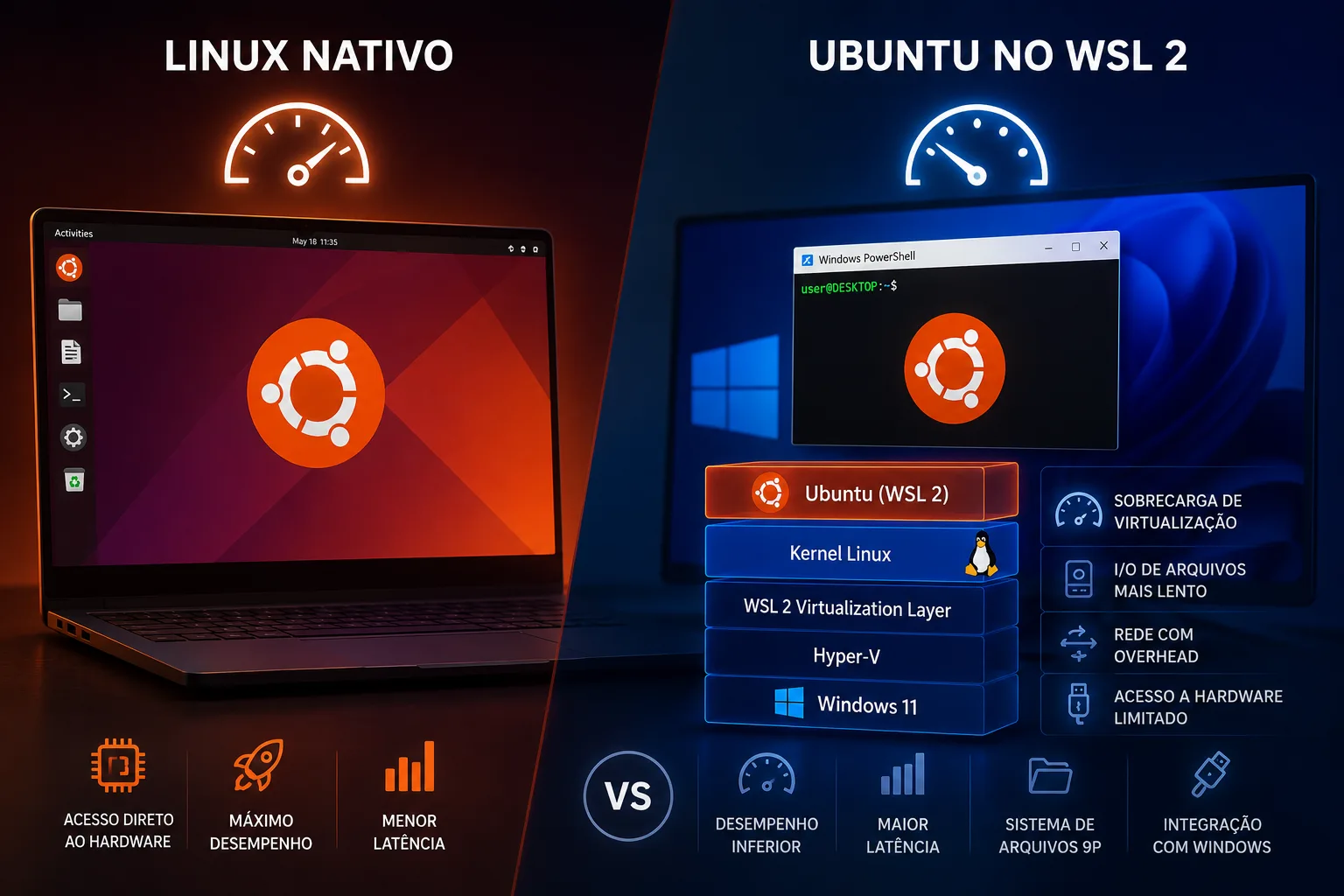 wsl 2 vs linux nativo desempenho